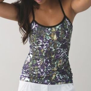 Lululemon Power Y Classic Racerback Luon Tank Top - Size 6 in Multi Green/Purple